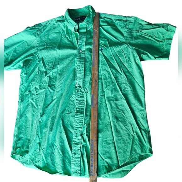 Ralph Lauren Button Up Short Sleeve Classic Fit Preppy Shirt Green Men's Sz L - Picture 7 of 10